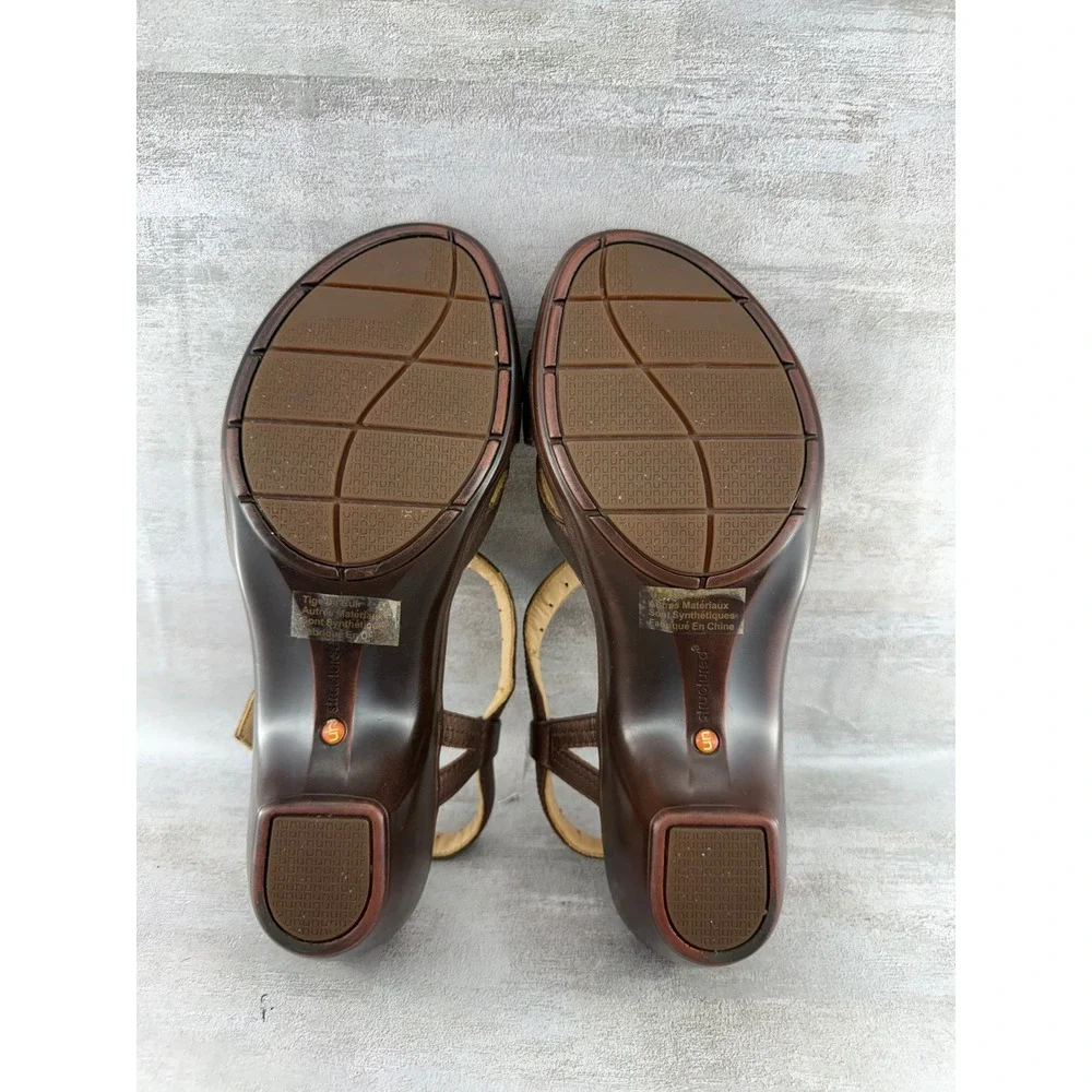 Clarks Unstructured Bronze Leather Strappy Slingback Wedge Sandals Women Sz 8M